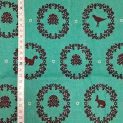 echino リースと動物柄 ターコイズブルー 約110cm×100cm