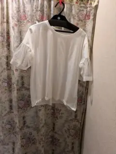 フリル袖 ホワイト Tシャツ