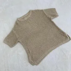 サマーニット　シースルー　ベージュ　万能カラー　半袖　編み　トレンド
