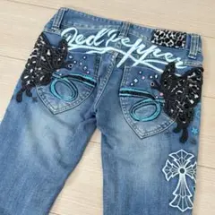 レッドペッパー　刺繍　デニム　蝶　バタフライ　レオパード　y2k 平成ギャル
