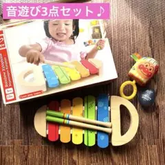 【音遊び3点セット】Hape ハペ 木琴 アンパンマン ラトル マラカス