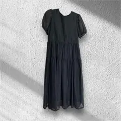 お値下げ中　子供ブラック半袖ワンピース160㎝　ピアノ発表会　冠婚葬祭