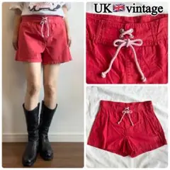 イギリスヴィンテージ レースアップデザインのショートパンツ