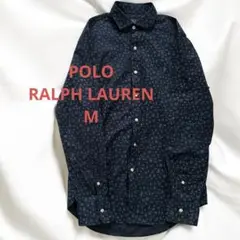 【ポロラルフローレンRALPHLAUREN M】ネイビー紺色小花柄長袖シャツ綿