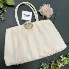 美品セール【ATTENTION】】【コサージュ付シフォンパーティーバッグ】プレ付