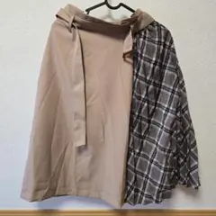 フレアスカート ベージュ チェック柄
