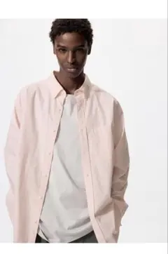 【新品タグ付き】 UNIQLO:C ブロードオーバーサイズシャツ/ストライプ L