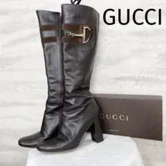 GUCCI グッチ ロングブーツ ブーツ ヒール レザー 本革 ブラウン