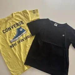 美品Champion Tシャツ 150黒コンバース2枚セット