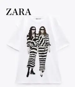 【未使用】ZARA ザラ Sサイズ　半袖Tシャツ　個性的プリント刺繍