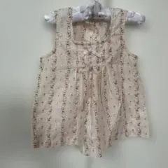 花柄ノースリーブシャツ　刺繍　チュニック　ワンピース　80