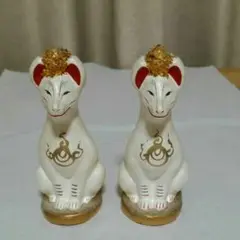 【彩色神狐像】一対