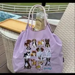 トートバッグ　エコバッグ　犬柄　新品未使用　刺繍　ナイロン