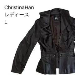 【美品】ChristinaHan ブラックレザージャケット L