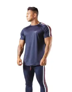 LYFT SLIM FIT 2 LINE T-SHIRT 2 - NAVY　M
