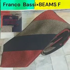 【美品】フランコバッシ×BEAMS F ストライプタイ　ネイビー×ゴールド