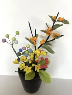 樹脂粘土　キンモクセイ（金木犀）のアレンジ　ハンドメイド