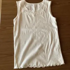 ホワイト レース装飾 タンクトップ　M