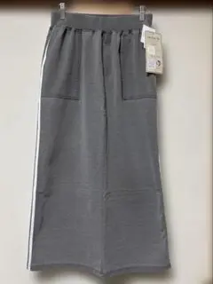 【新品】サイドライン 薄手ジャージタイトスカート/グレー/サイズM/しまむら