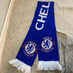 CHELSEA マフラー 青 フリンジ付き