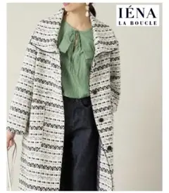 IENA(イエナラブークル)ツィードチェック N/C CT /ビッグカラーコート