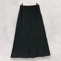 ユニクロ フレアロングスカート M ブラック 黒 無地 シンプル【3256】