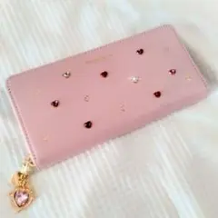 新品 Samantha ピンク×ゴールド ハートラインストーン 長財布
