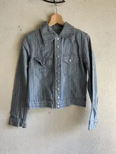 80s VINTAGE ストア系　ショート丈　ストライプ　ジャケット　スナップ