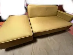 2P 3P ソファ　グリーン オットマン付　ソファーベット