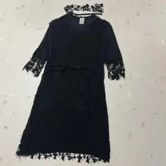 ANTIPAST アンティパスト　レース ワンピース 七分袖　ブラック