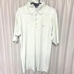 YONEX ホワイト/グリーン ストライプ ポロシャツ Lサイズ