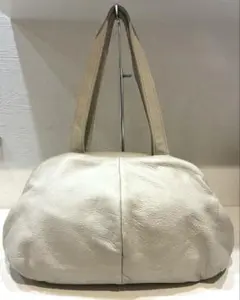 【美品】Ampersand レザー　がま口　ボストンバッグ　ベージュ