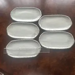 値下げ　白い楕円形陶器皿 5枚セット
