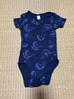 H&Mクジラプリント ネイビー ロンパース