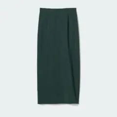 UNIQLO ストレッチダブルフェイスナロースカート（S）グリーン系　スリット