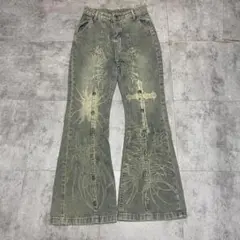 00s archive flare denimpants studs y2k