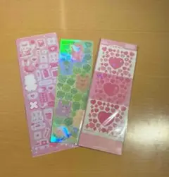 カラフルキャラクター＆ハートステッカー3枚セット