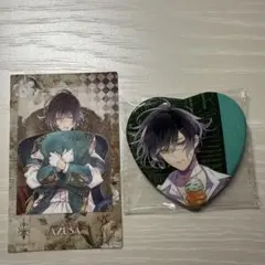 DIABOLIK LOVERS 無神アズサ　ハート缶バッジ＋ポロ風ラメカード