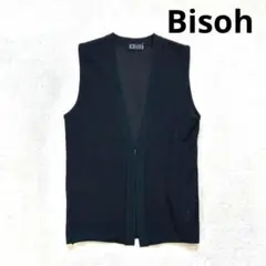 【Bisoh】 L レディースメッシュベスト　カーディガン　ブラック　透け感