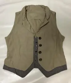 レスピーギ　重ね着風ベスト　レイヤード風　ジレ　カーキベージュ
