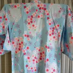浴衣　さくら柄水色150cm