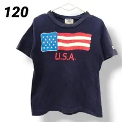 アメリカ国旗 Tシャツ ネイビー トップス 半袖 120