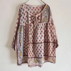 【sunder ladki】（F）フォークロア調パッチワークコットンチュニック