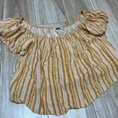 ally fashion オフショル　肩出し　ストライプオレンジ　XSサイズ