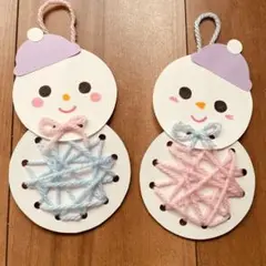 壁面飾り 厚紙と毛糸で作った雪だるま 製作キット 6セット