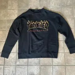 THRASHER スウェット ラグラン ブラック ファイヤー スケーター