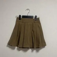 ブラウン プリーツコーデュロイミニスカート
