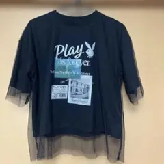 PLAYBOY プレイボーイ　チュール付きTシャツ　黒　150
