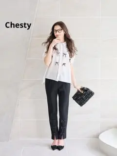 洗える★Chesty★チェスティ★リボンパンツ★ブラック★サイズ1 ★レギンス