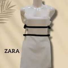 ホワイト ノースリーブ ミニワンピース M